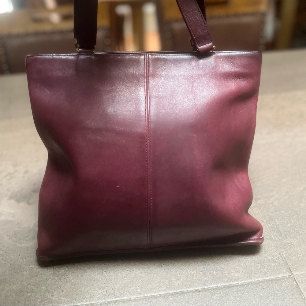 Vintage Coach Bonnie Cashin "Skinny Tote" Kisslock Coin Pouch in Burgundy - Picture 7 of 11